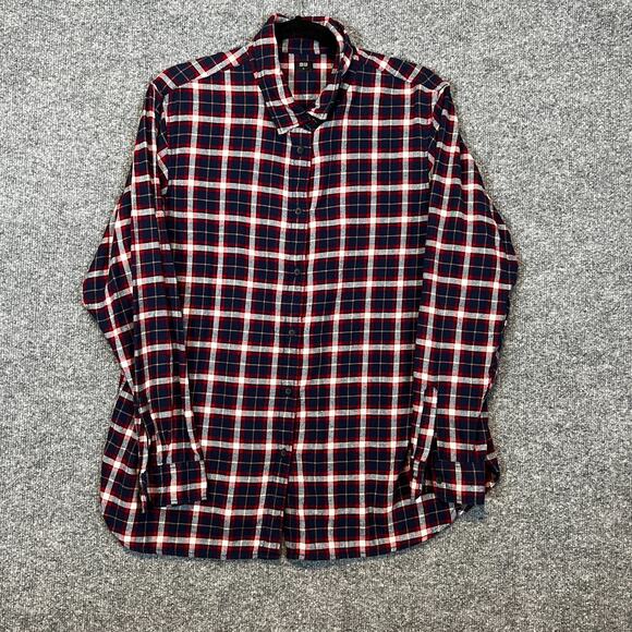 Uniqlo Shirt Mens XL Blue Flannel Plaid Long Sleeve Button Up Soft Casual - Picture 1 of 9